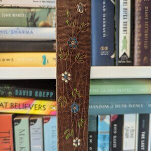Vintage Floral Embossed & Painted Leather Belt / Size 30